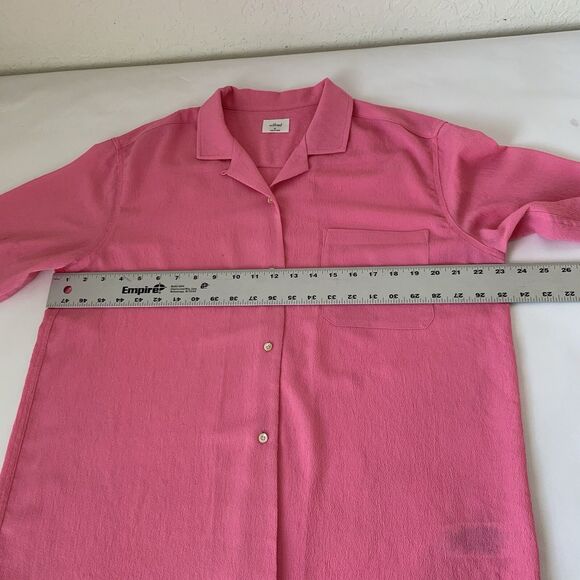 Aritzia Wilfred Blouse Women M Pink Crepe Relaxed Button-Up Flowy Preppy Career - Picture 5 of 8